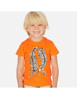 Camiseta Mayoral Cebra Naranja Mini Niño