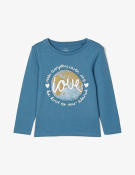 Camiseta Name It Love Azul Mini Niña