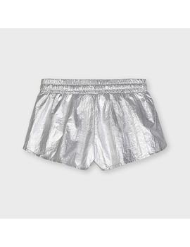 Pantalon Mayoral Corto Metalizado Plata Para Niña