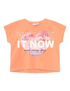 Camiseta Name it Work Naranja Para Niña