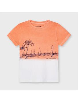 Camiseta Mayoral  M/c Dip Dye Apricot Para Niño