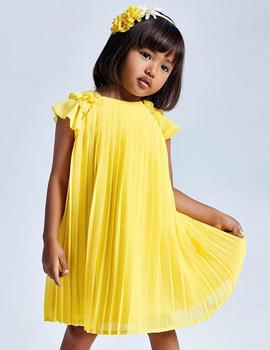 Vestido Mayoral Plisado Amarillo Para Niña