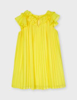 Vestido Mayoral Plisado Amarillo Para Niña