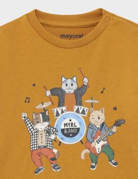 Camiseta Mayoral  M/l 'myrl band' Ocre Para Bebé