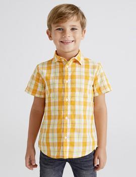 Camisa Mayoral Cuadros Naranja Para Niño