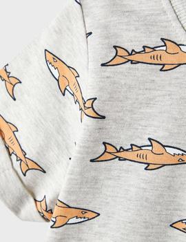 Camiseta Name it Tiburones Gris Para Niño