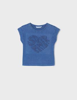 Camiseta Mayoral Letras Relieve Azul Para Niña