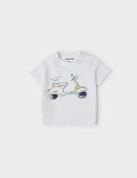 Camiseta Mayoral  M/c Play Moto Blanco Para Bebé Niño