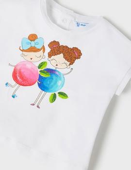 Camiseta Mayoral  M/c Niñas Manzana Blanco Para Bebé Niña