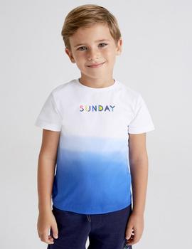 Camiseta Mayoral  M/c Dip Dye Cyan Para Niño