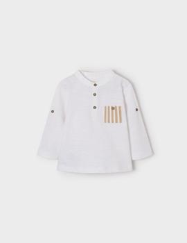 Camiseta Mayoral  M/l Cuello Pana Blanco Para Bebé Niño