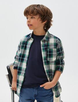 Camisa Mayoral M/L Cuadros Menta Para Niño