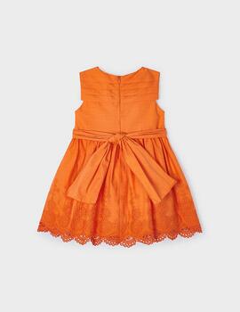 Vestido Mayoral Bordados Naranja Para Niña