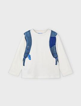 Camiseta Mayoral Mochila Azul -Crudo Niño