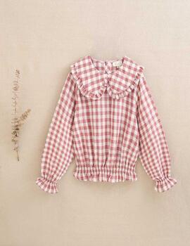 Camisa Dadati Cuadros Granate Para Niña