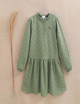 Vestido Dadati Felpa Verde Para Niña