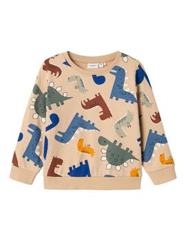 Sudadera Name it Dinos Beige Para Niño