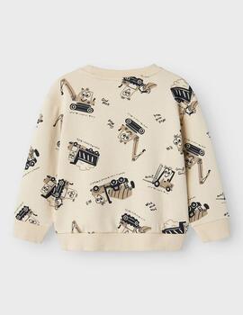 Sudadera Name it Tractor Beige Para Niño