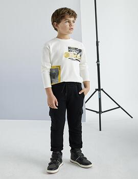 Pantalón Mayoral Algodón Cargo Negro Niño