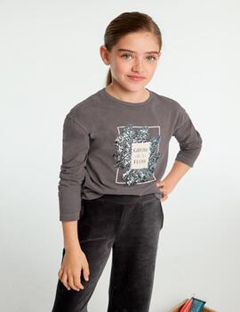 Camiseta Mayoral Lentejuela Gris Para Niña