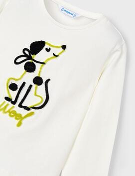 Camiseta Mayoral M/L Perrito Crd- Citron Para Niña