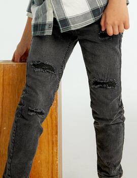 Pantalon Mayoral Denim Roto Gris Oscuro Para Niño