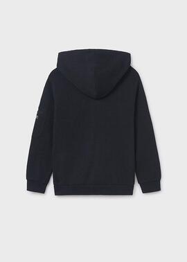 Sudadera Mayoral Canguro Interlock Negro Para Niño