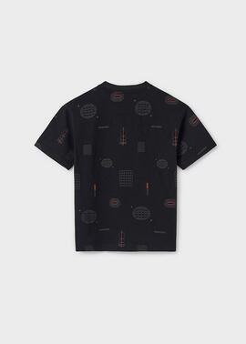 Camiseta Mayoral M/C Estampada Negro Para Niño