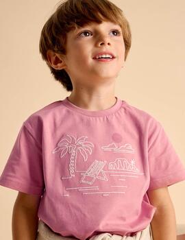 Camiseta Mayoral Palmeras Rosa Para Niño