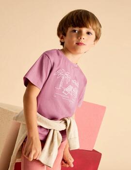 Camiseta Mayoral Palmeras Rosa Para Niño