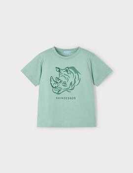 Camiseta Mayoral Verde Agua Rinoceronte Para Niño