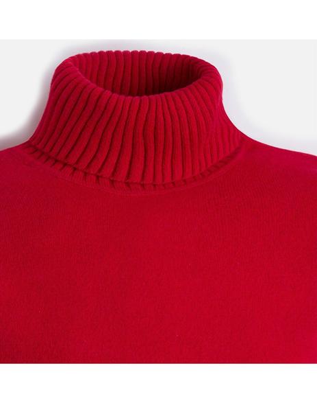 Jersey de cuello alto de canalé inglés con bordado Niña, Rojo