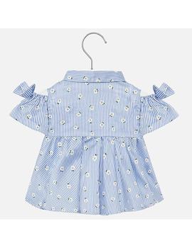 Camisa Mayoral Flores Azul Para Bebe Niña